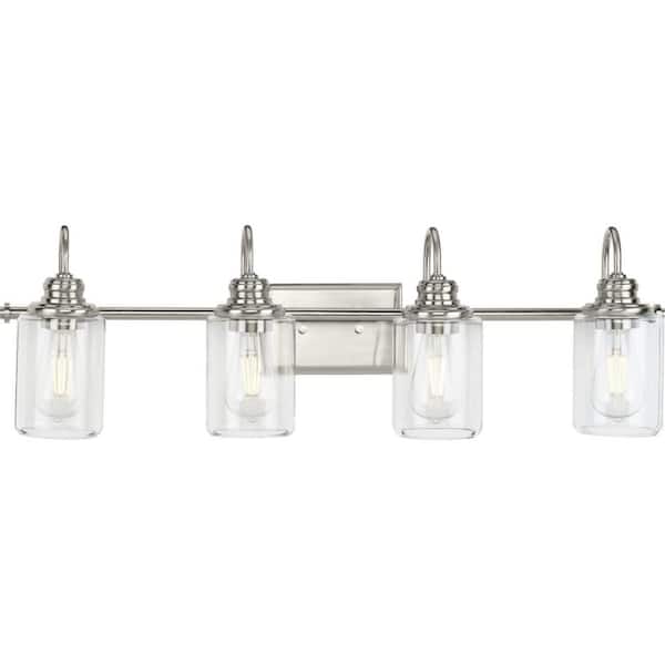 Aiken 4-Light Brushed Nickel Clear Glass Vintage Wall Light