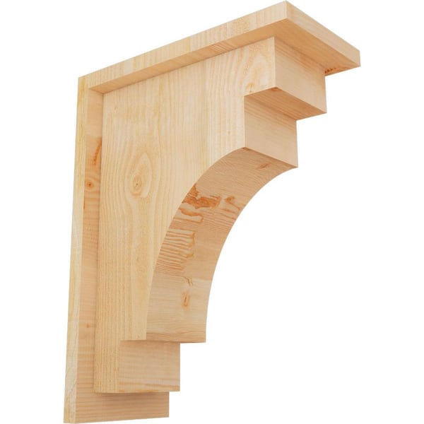 Ekena Millwork 6 in. x 12 in. x 16 in. Douglas Fir Mediterranean Rough Sawn Corbel with Backplate