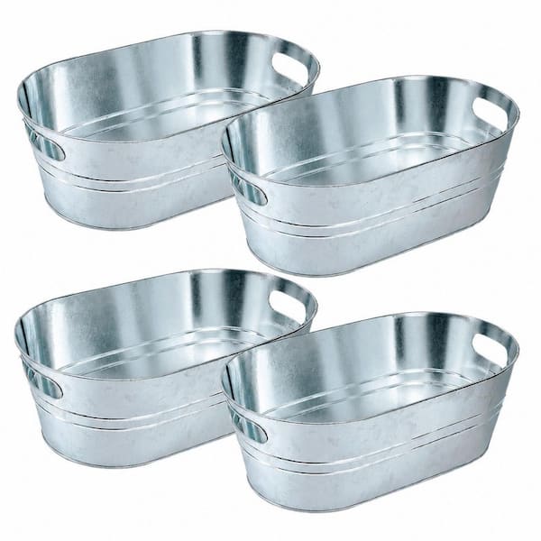 4-Pack Galvanized Metal Beverage Buckets 3.1 gal for Drinks, Parties and Home Bar Use