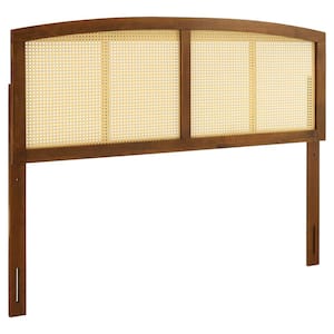 Halcyon Brown Walnut Cane Full Size Headboard with Woven Can Rattan