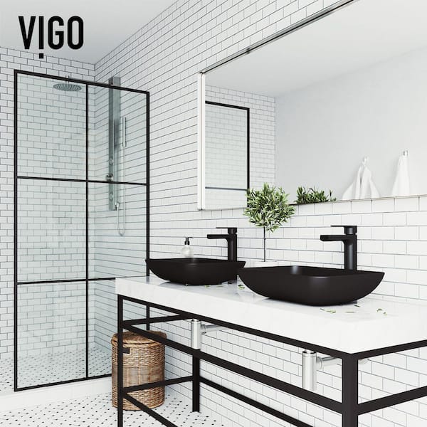 VIGO Matte Shell Sottile Glass Rectangular Vessel Bathroom Sink in