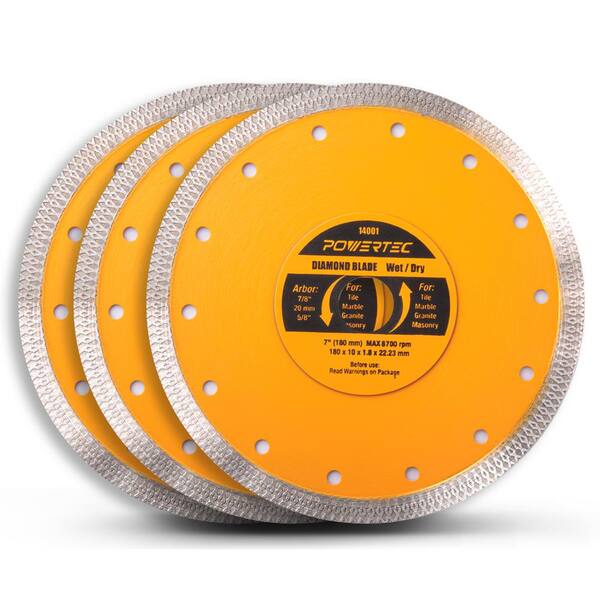 POWERTEC 7 in. Turbo Mesh Rim Diamond Blade for Tile Saw, for Cutting