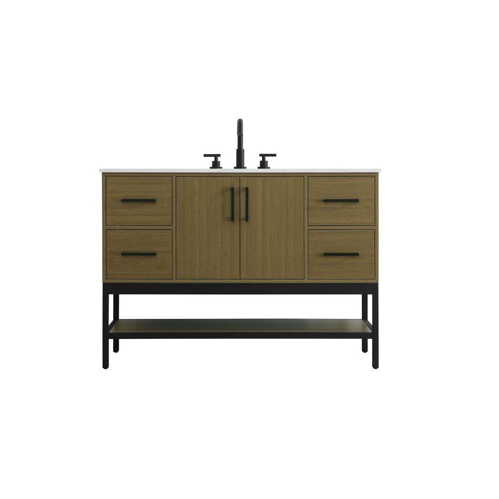 48 in. Single Sink Chestnut Brown Bath Vanity with White Engineered Marble Top price history on PriceWatchPro