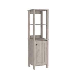 15.7 in. W x 15.7 in. D x 59.3 in. H Light Gray Linen Cabinet Storage Cabinet with 4 Shelves and 1 Door
