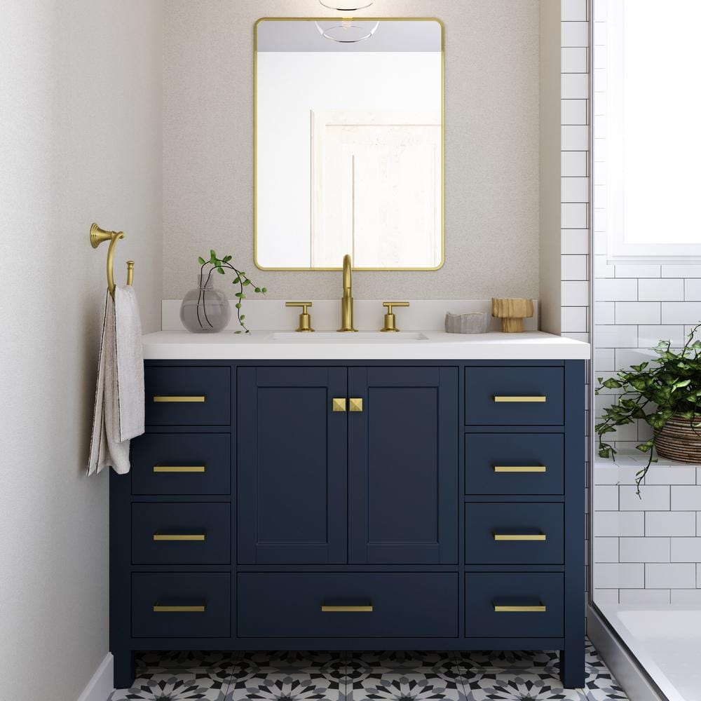 ARIEL Cambridge 49 in. W x 22 in. D x 35 in. H Bath Vanity in Midnight ...