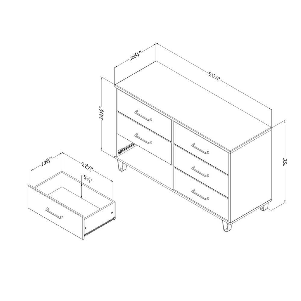 Weathered Oak and Matte Black Farmhouse Double Dresser