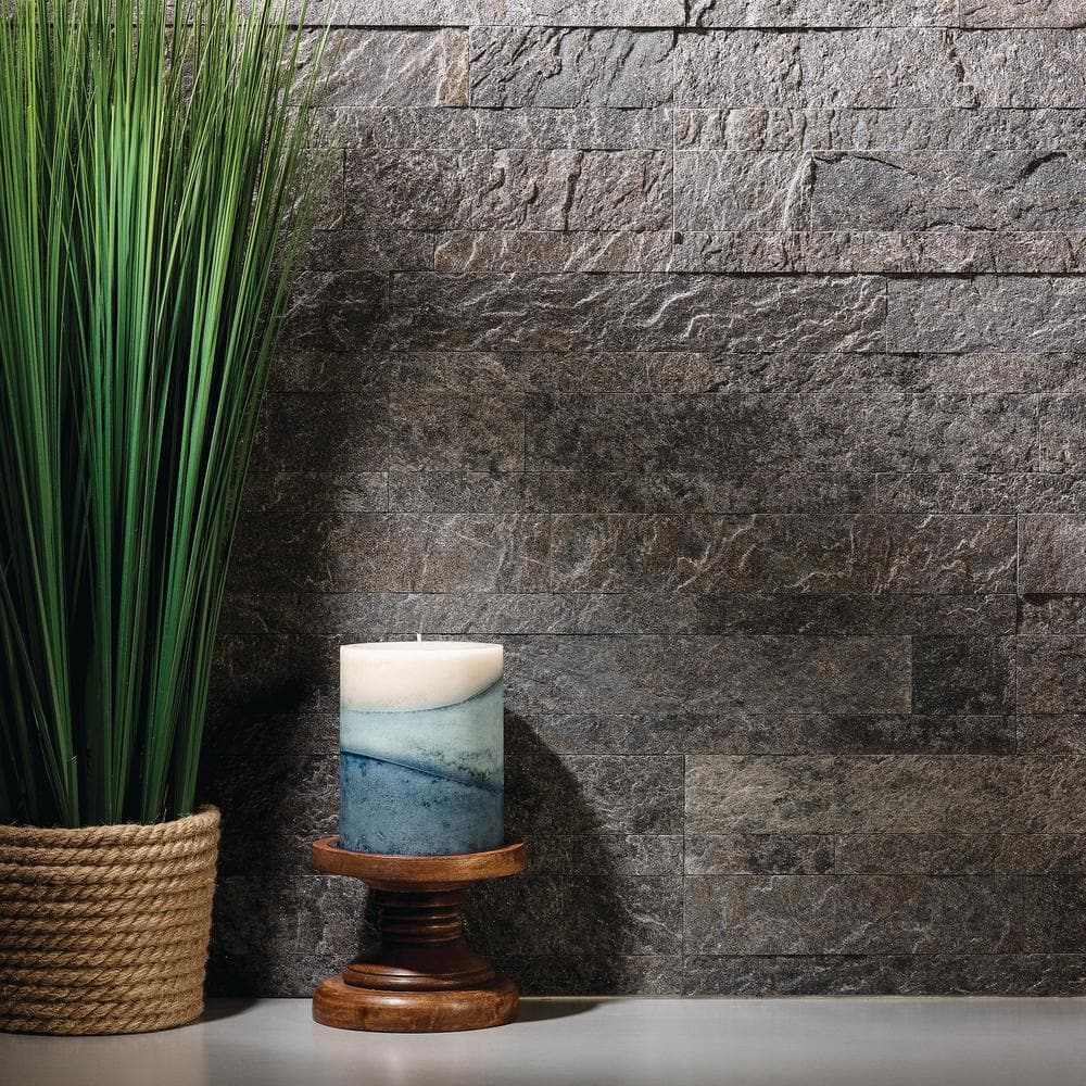 Gray Stone Peel and Stick Backsplash Tile