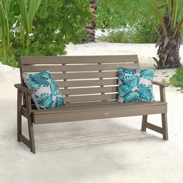 Highwood Riverside 5 ft. 2-Person Cabana Tan Recycled Plastic Garden Bench