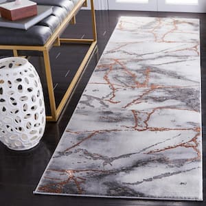 Craft Gray/Brown 2 ft. x 14 ft. Distressed Abstract Runner Rug