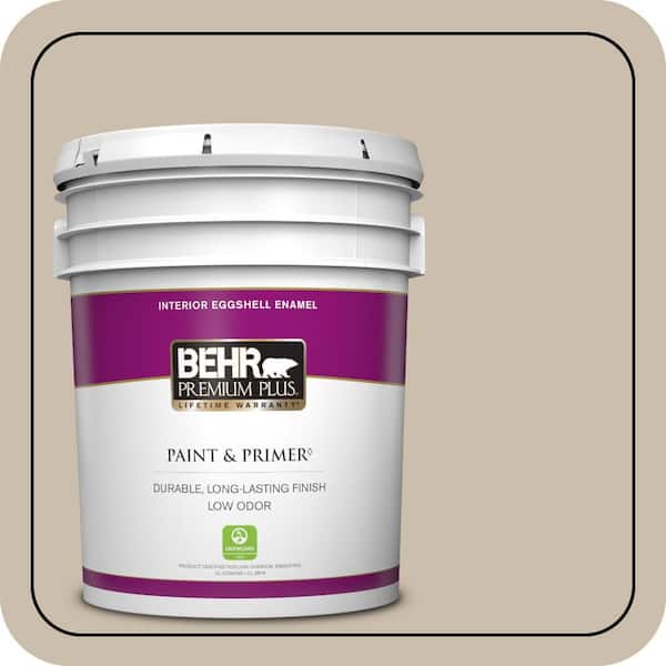 BEHR PREMIUM PLUS 5 gal. Home Decorators Collection #HDC-AC-10 Bungalow Beige Eggshell Enamel Low Odor Interior Paint & Primer