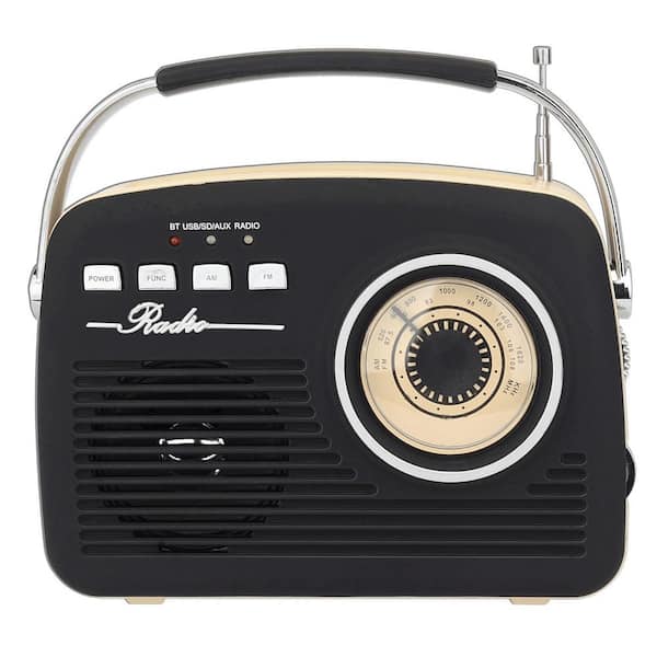 Supersonic Multi-Function Bluetooth Retro Speaker in Black (Battery Not Include)