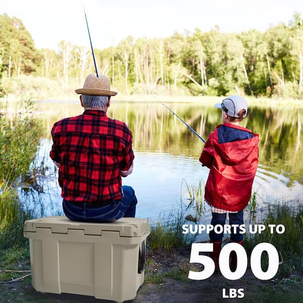 futhork Khaki 60 qt. Portable Chest Cooler with Cup Holders, Nylon
