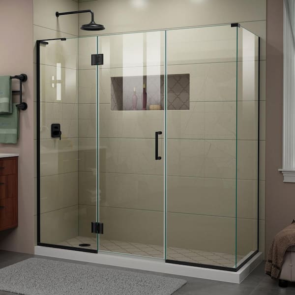 DreamLine Unidoor-X 69.5 in. W x 30-3/8 in. D x 72 in. H Frameless Hinged Shower Enclosure in Matte Black