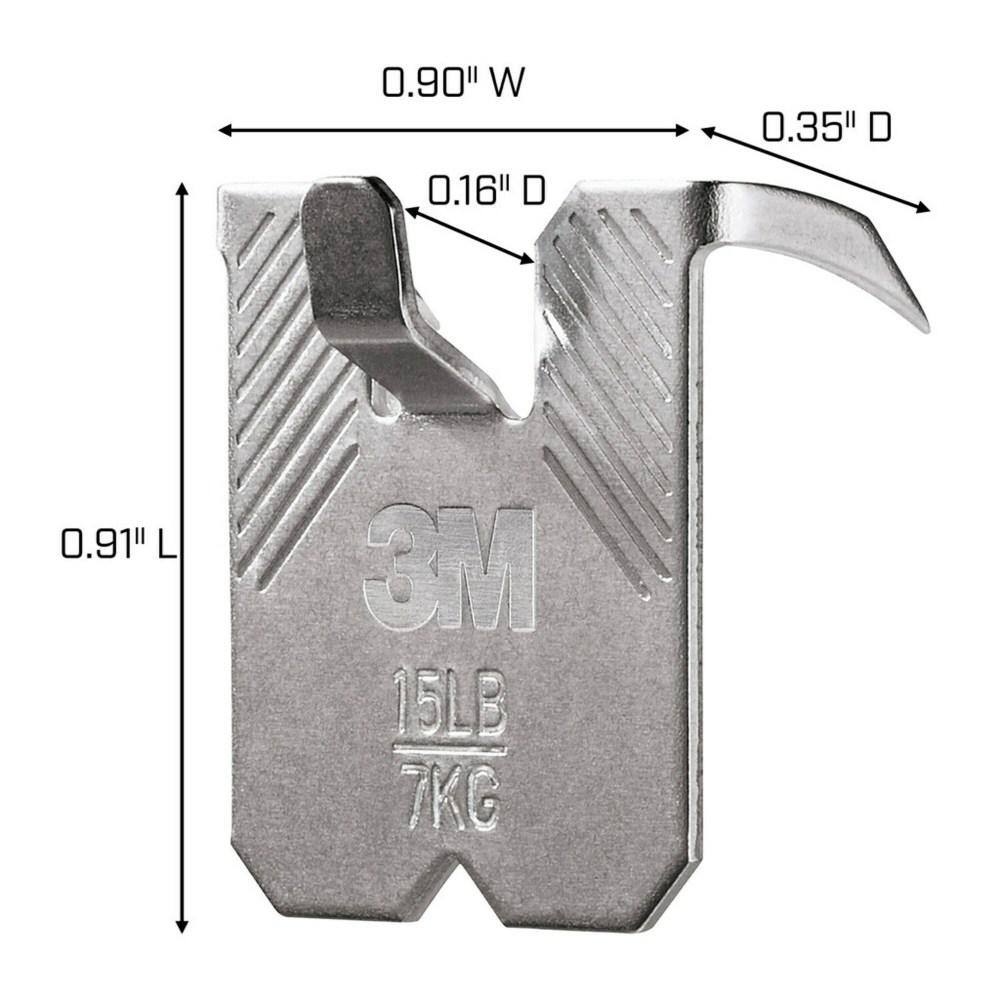 3M CLAW 15 lb Hardened Steel Drywall Picture Hangers, Pack of 4