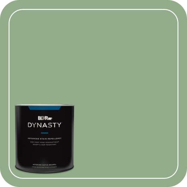 BEHR DYNASTY 1 qt. #MQ6-46 Flora Green One-Coat Hide Satin Enamel Interior Stain-Blocking Paint and Primer