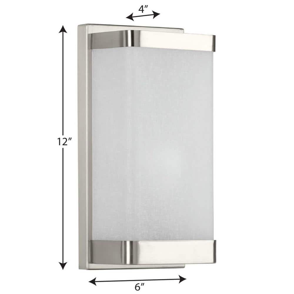 Elegant Brushed Nickel Linen Glass 6"x12" Wall Sconce