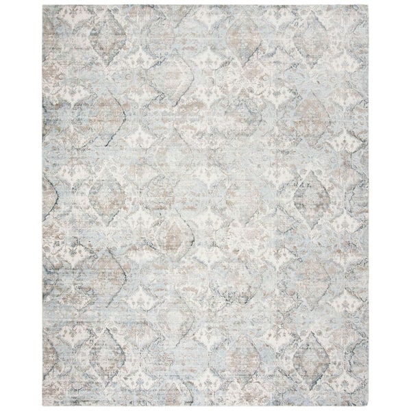 Mirage 9 ft. x 12 ft. Blue Distressed Abstract Geometric Area Rug