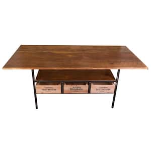 Brown Wood 72 in. 4 Legs Dining Table Seats 6)