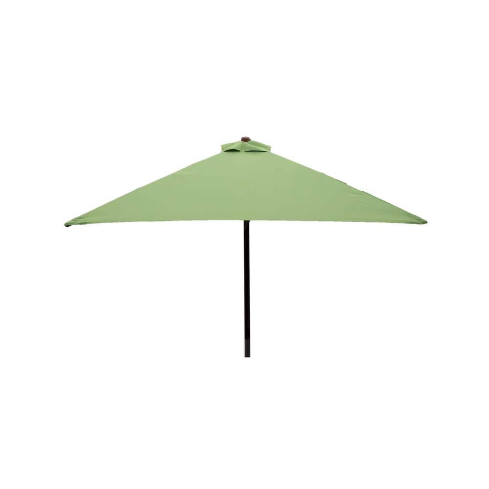 Classic Green Polyester Square Patio Umbrella with Wood Pole