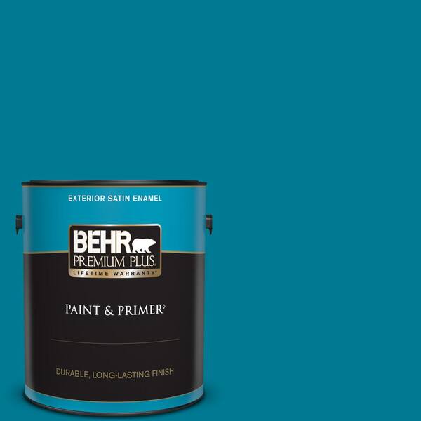 BEHR PREMIUM PLUS 1 gal. #520B-7 Havasu Satin Enamel Exterior Paint & Primer