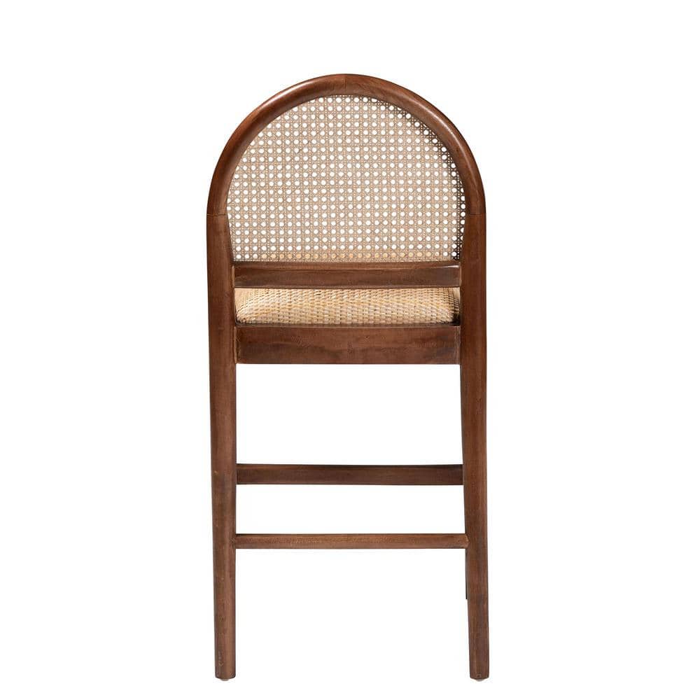 Maryland Natural Rattan and Acacia Wood Bohemian Counter Stool