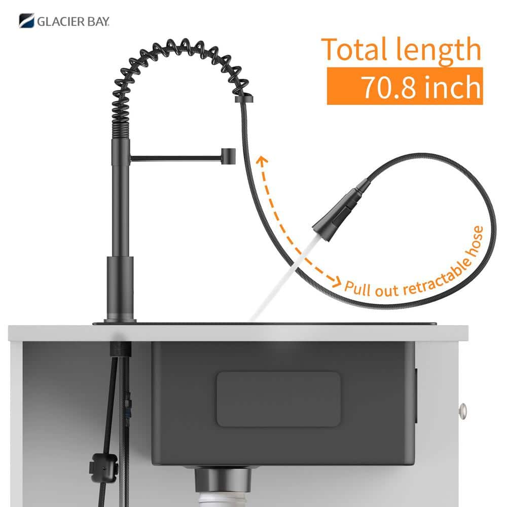 Gunmetal Black Stainless Steel Farmhouse Kitchen Sink with Faucet and Accessories