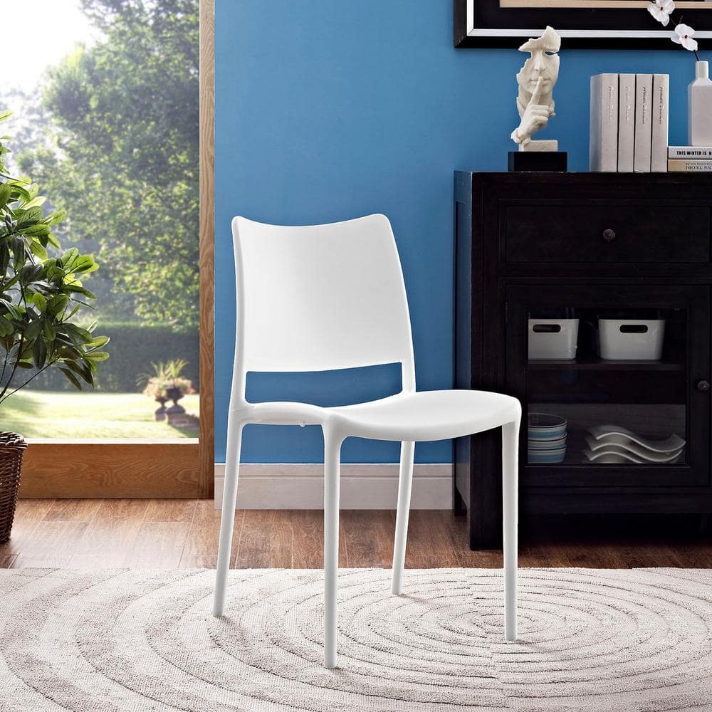 White Low Plastic Modern Side Chair