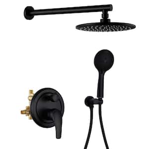 2-Spray Patterns with 1.2 GPM 9 in. Bathroom Wall Mount Dual Shower Heads in Black