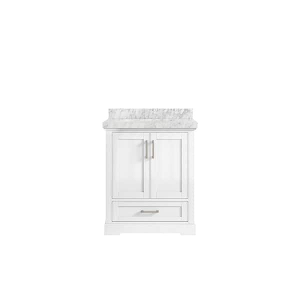 Willow Collections Boston 30 in. W x 22 in. D x 36 in. H Bath Vanity in White with 2" Carrara Marble Top