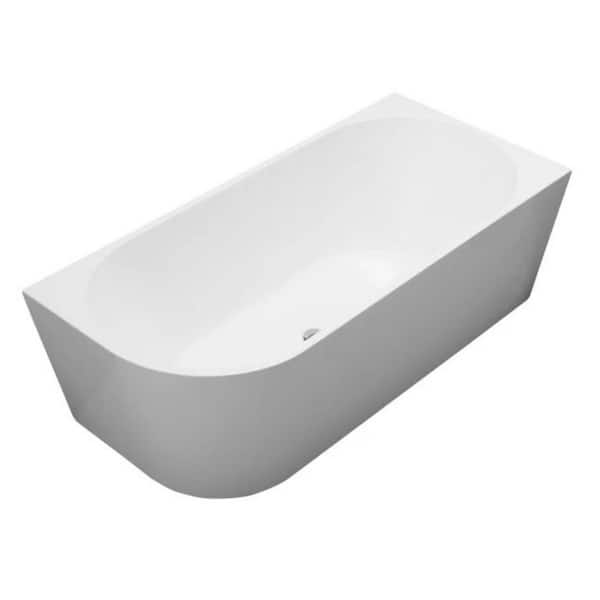 Poppy Right 59 in. Acrylic Flatbottom Bathtub in White