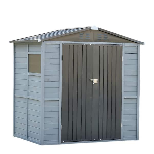 Unbranded 4 ft. x 6 ft. Outdoor Lockable Iron-Resin Storage Tool Shed with Side Windows and Ventilator in Grey (24 sq. ft. )