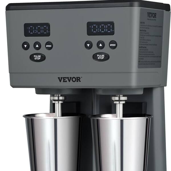 VEVOR Milkshake Maker, 375W x 2 Electric Milkshake Machine, Commercial Double Heads Drink Mixer Blender, LED Intelligent Microswitch, 3-Speed