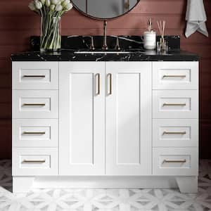 Taylor 48 in. Single Sink Freestanding Bathroom Vanity in White with Nero Marquina Black Quartz Top