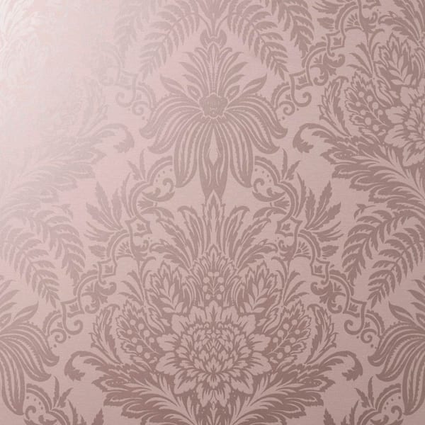 Signature Rose Pink Damask Wallpaper Sample