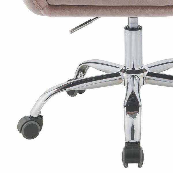 Acme Furniture Eimet Fabric Padded Seat and Back with Wheels Ergonomic Office Chair in Dusky Rose Velvet with Nonadjustable Arms 92504 The Home Depot