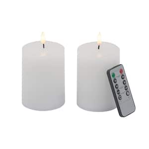 White Plastic Dimmable LED Candles Lamp with Wick and Remote Control Timer (Set of 2)
