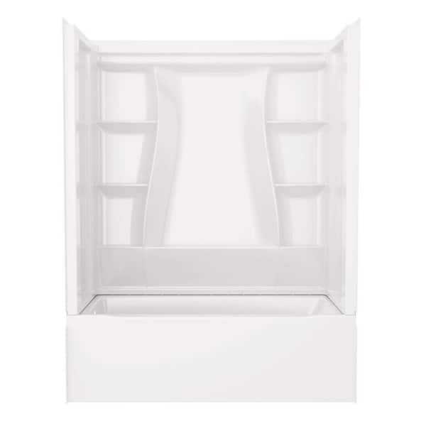 Delta Classic 500 60 in. x 30 in. Alcove Left Drain Bathtub and Wall Surrounds in High Gloss White