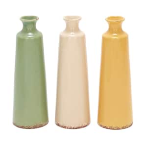 15 in., 5 in. Multi Colored Ceramic Decorative Vase (Set of 3)
