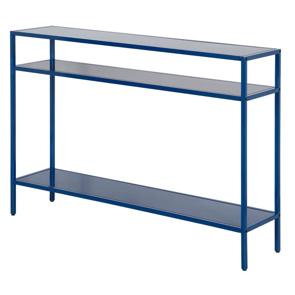 Ricardo 42" Mykonos Blue Metal Console Table with Shelves