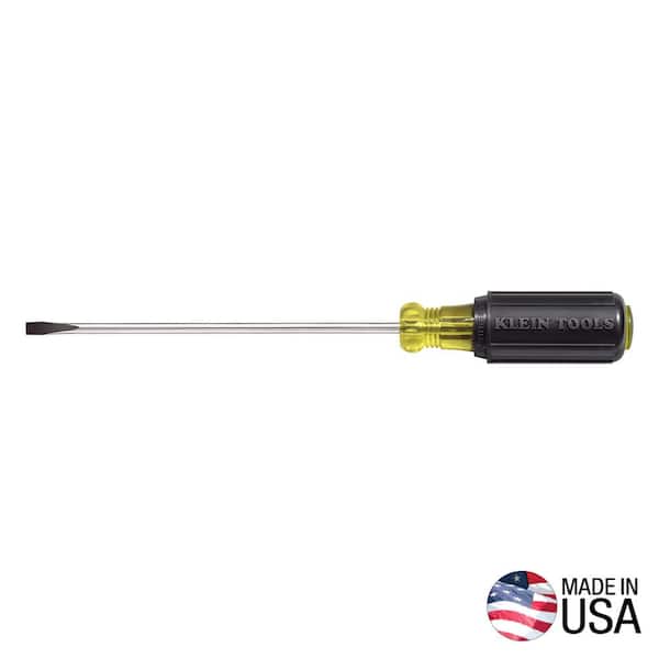 Klein Tools 3/16 in. Cabinet-Tip Flat Head Screwdriver with 6 in. Round Shank and Cushion Grip Handle
