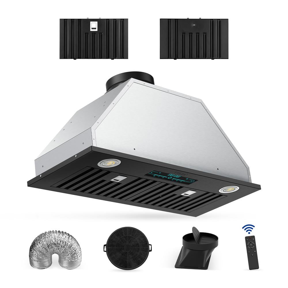 Tylza 30 in. 900 CFM Convertible Ductless to Ducted Insert Range Hood ...