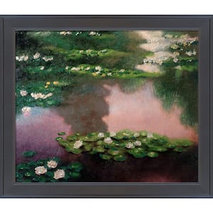 Water Lilies, Green and Violet by Claude Monet Gallery Black Framed Nature Oil Painting Art Print 24 in. x 28 in.