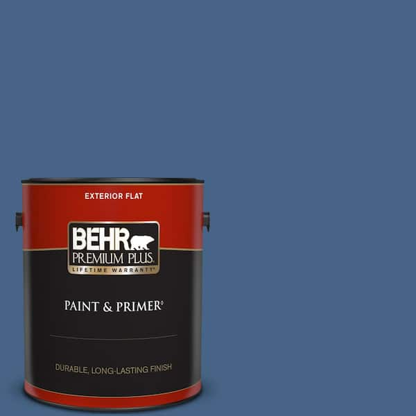 BEHR PREMIUM PLUS 1 gal. #PPU15-04 Mosaic Blue Flat Exterior Paint & Primer