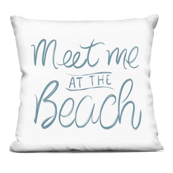 Stupell Industries Minimal Meet At Beach Blue Abstract Polyester 18 in. X 18 in. Throw Pillow