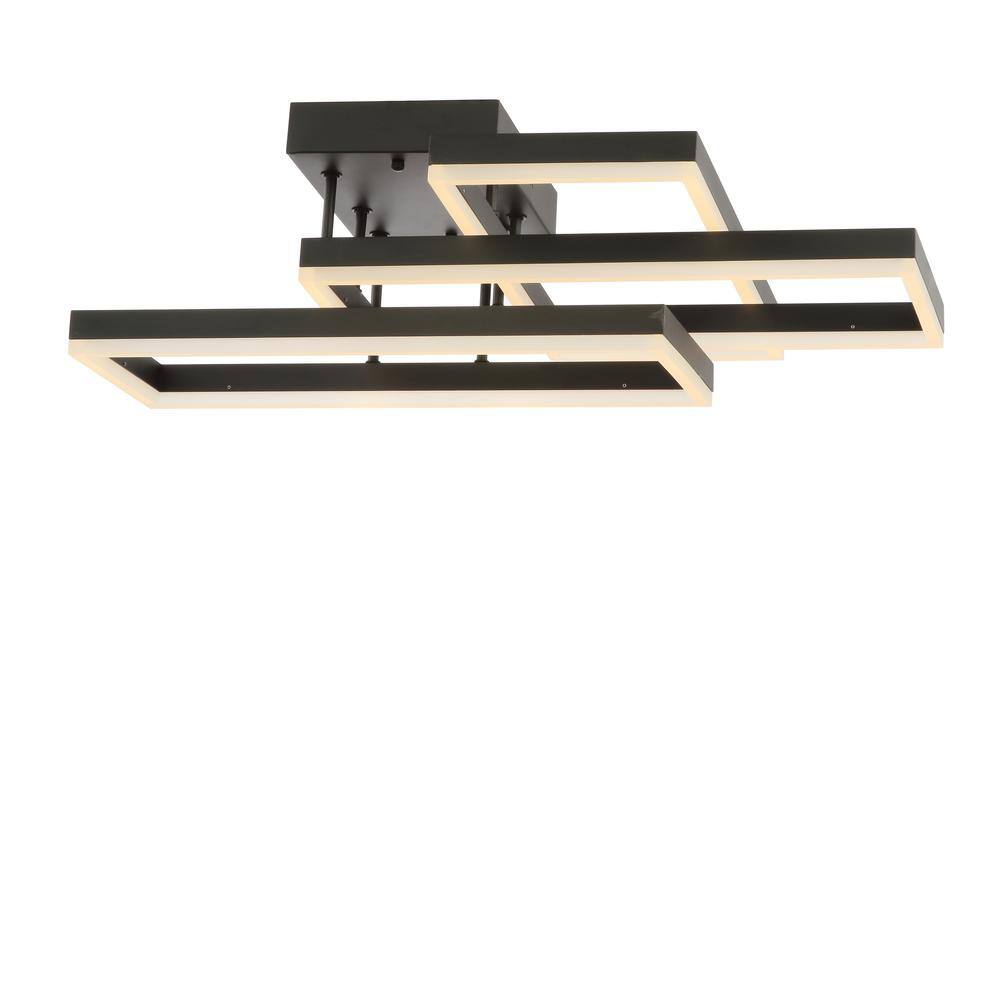 Lumina 28" LED Black Geometric Flush Mount Ceiling Light