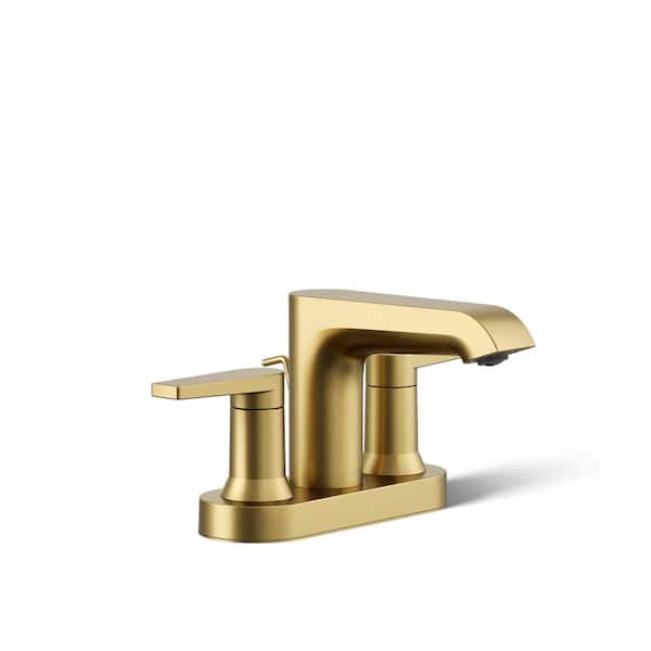 KOHLER Hint 4 in. Centerset Bathroom Faucet in Vibrant Brushed Moderne Brass