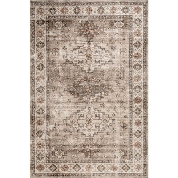 Blessing SplashGuard Machine Washable Area Beige 9 ft. x 12 ft. Indoor Area Rug