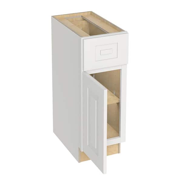 Home Decorators Collection Grayson 12 in. W x 21 in. D x 34.5 in. H Assembled Plywood Base Bath Cabinet in Pacific White with Soft Close LH