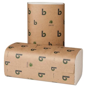 Green Singlefold Paper Towels, Natural White,9.125 in. x 10.25 in., (250-Pack, 16-Carton)