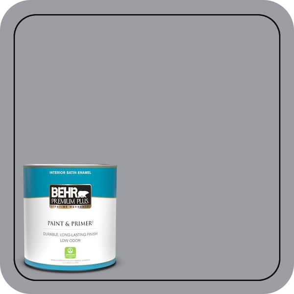 BEHR PREMIUM PLUS 1 qt. #760F-4 Down Pour Satin Enamel Low Odor Interior Paint & Primer